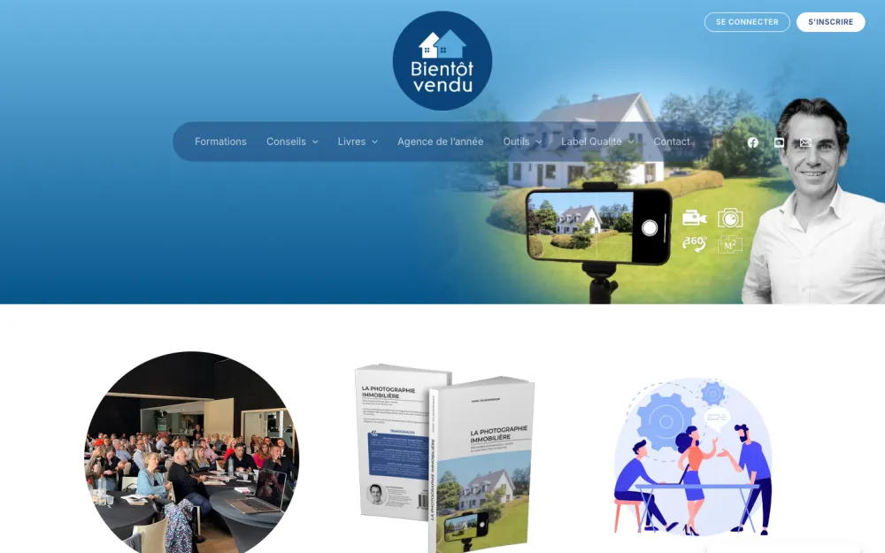 Site web de Bientôt-Vendu, le guide des agents immobiliers, réalisé par Graficart