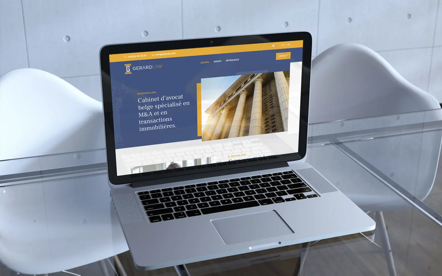 Logo, identité graphique et site web pour le bureau d'avocat Gerard Law, réalisés par Graficart