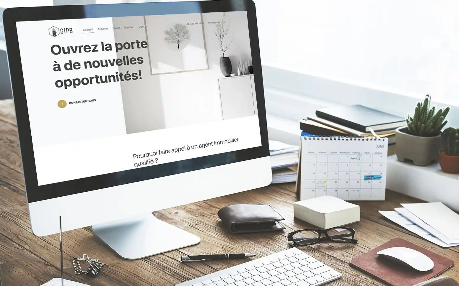 Logo, identité graphique et site web pour l'agence immobilière GIPB, réalisés par Graficart