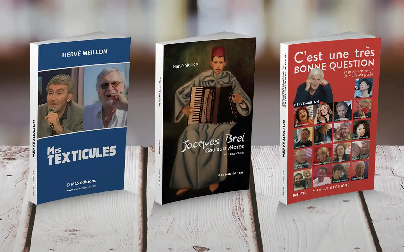 Mise en page et promotion des livres d'Hervé Meillon, réalisées par Graficart