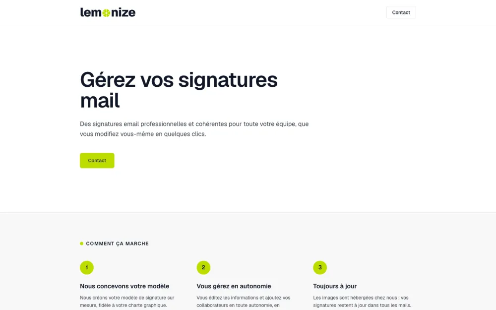 Application Lemonize, gestion des signatures e-mail d'équipe, conçue et développée par Graficart
