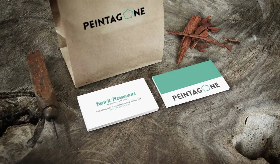 Identité visuelle pour la société de peinture 100% belge Peintagone, réalisée par Graficart