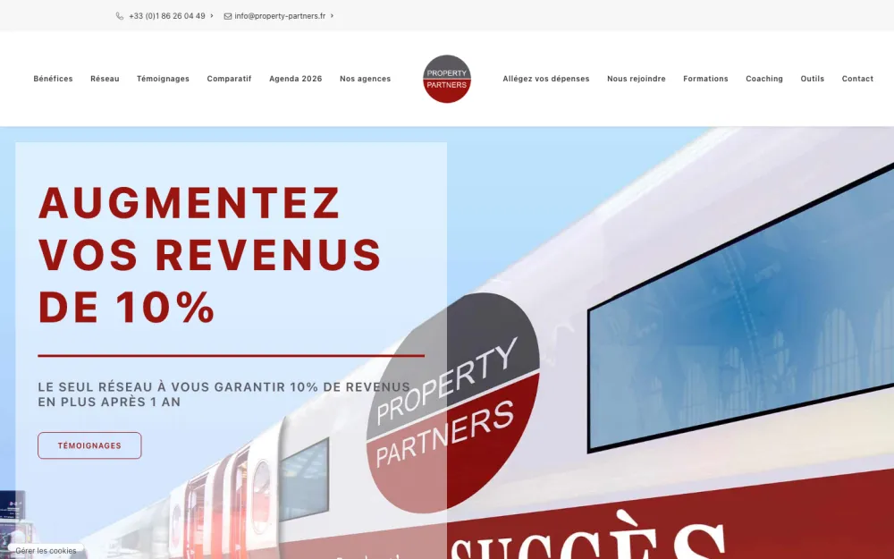 Site web de Property Partners, groupement d'agences immobilières, réalisé par Graficart