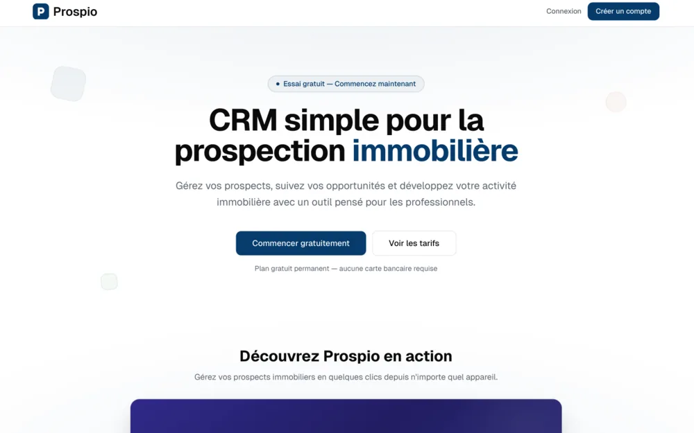 Application Prospio, CRM de prospection immobilière, réalisée par Graficart