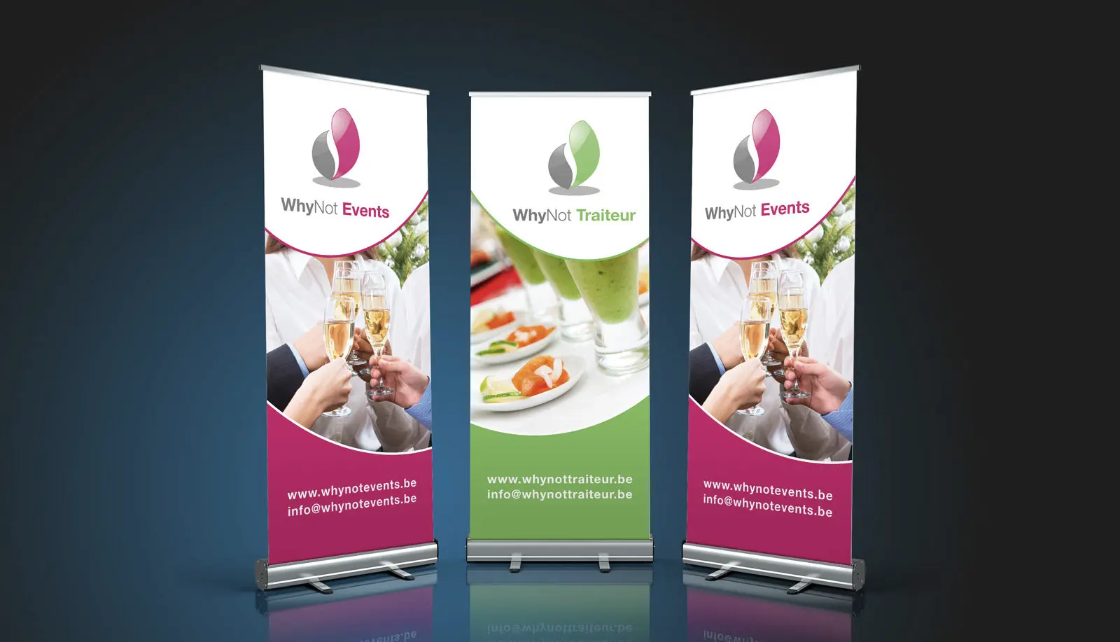 Identité graphique et site web pour Why Not Events et Why Not Traiteur, réalisés par Graficart